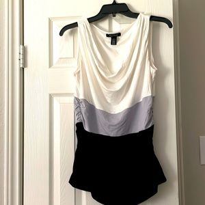 Women sleeveless drape neck Bodice White/Gray/ Black Color Block